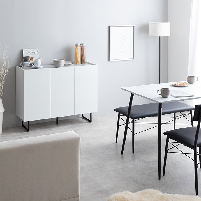 2way鏡面リビングボード 幅100cm フラットデザイン キャビネット 大容量収納 2way鏡面リビングボード 幅100cm フラットデザイン キャビネット 大容量収納