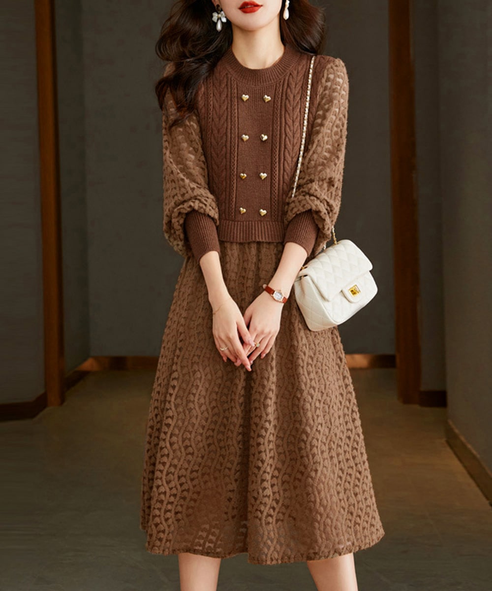 2025新品 【店長おすすめ】 ニットワンピース ランタンスリーブ 上品 新商品プロモーション,数量限定 2025新品 【店長おすすめ】 ニットワンピース ランタンスリーブ 上品 新商品プロモーション,数量限定