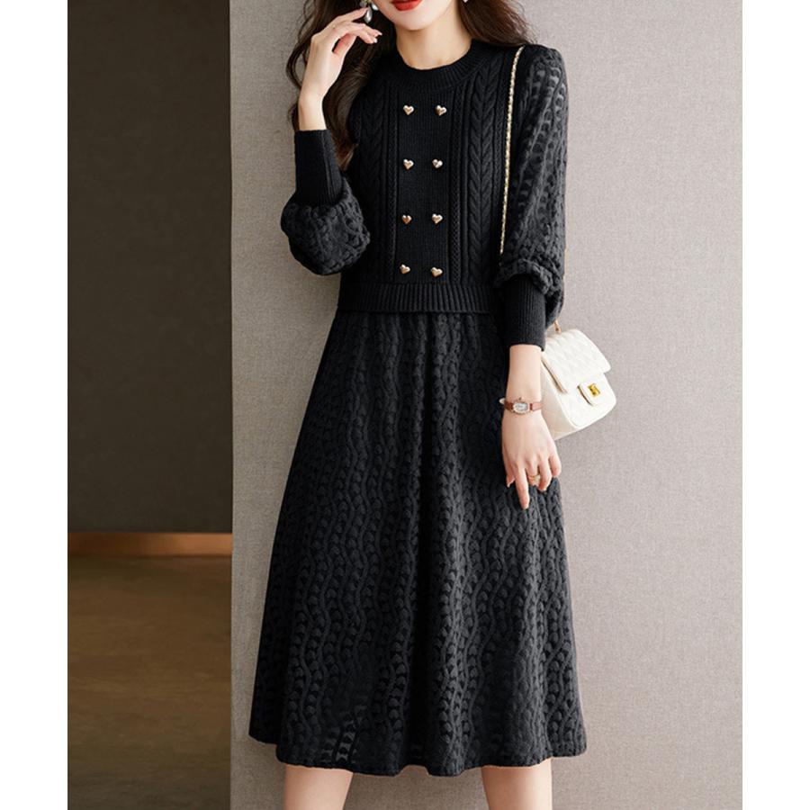 2025新品 【店長おすすめ】 ニットワンピース ランタンスリーブ 上品 新商品プロモーション,数量限定 2025新品 【店長おすすめ】 ニットワンピース ランタンスリーブ 上品 新商品プロモーション,数量限定