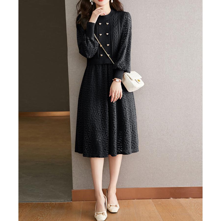 2025新品 【店長おすすめ】 ニットワンピース ランタンスリーブ 上品 新商品プロモーション,数量限定 2025新品 【店長おすすめ】 ニットワンピース ランタンスリーブ 上品 新商品プロモーション,数量限定