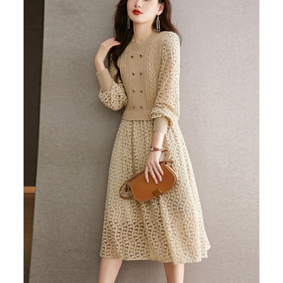 2025新品 【店長おすすめ】 ニットワンピース ランタンスリーブ 上品 新商品プロモーション,数量限定 2025新品 【店長おすすめ】 ニットワンピース ランタンスリーブ 上品 新商品プロモーション,数量限定