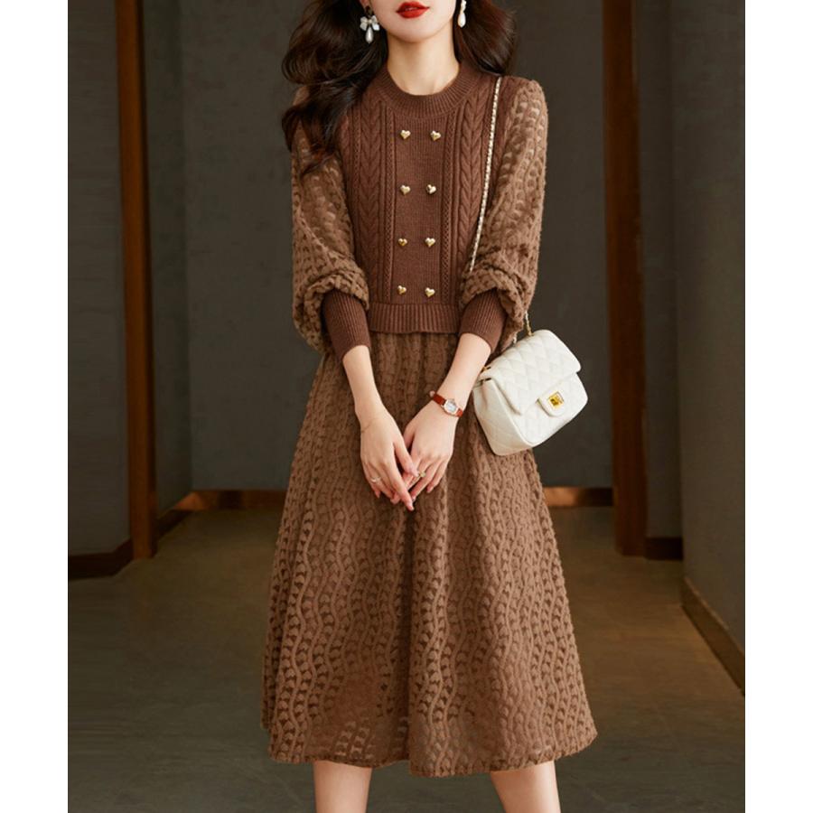 2025新品 【店長おすすめ】 ニットワンピース ランタンスリーブ 上品 新商品プロモーション,数量限定 2025新品 【店長おすすめ】 ニットワンピース ランタンスリーブ 上品 新商品プロモーション,数量限定