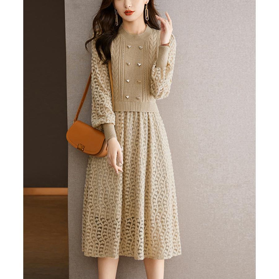 2025新品 【店長おすすめ】 ニットワンピース ランタンスリーブ 上品 新商品プロモーション,数量限定 2025新品 【店長おすすめ】 ニットワンピース ランタンスリーブ 上品 新商品プロモーション,数量限定