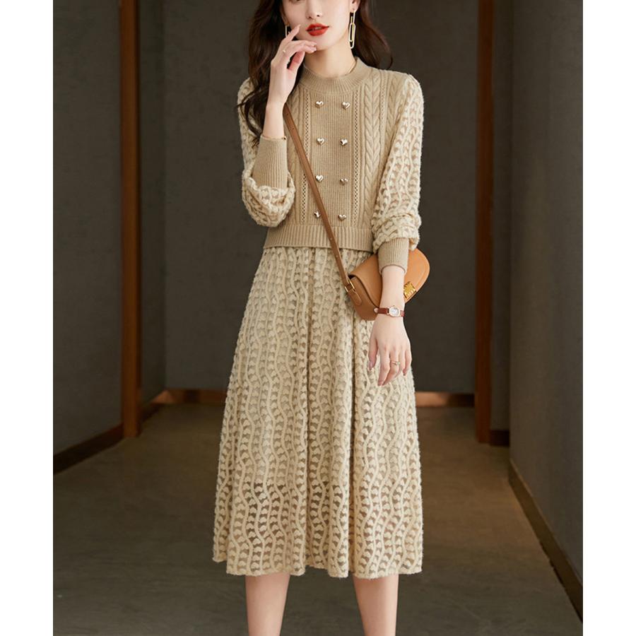 2025新品 【店長おすすめ】 ニットワンピース ランタンスリーブ 上品 新商品プロモーション,数量限定 2025新品 【店長おすすめ】 ニットワンピース ランタンスリーブ 上品 新商品プロモーション,数量限定