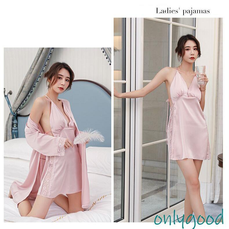 パジャマ レディース 春夏 レース ルームウェア 3点セット ネグリジェ ナイトガウン キャミソール 寝巻き 部屋着 接触冷感 大きいサイズ 可愛い