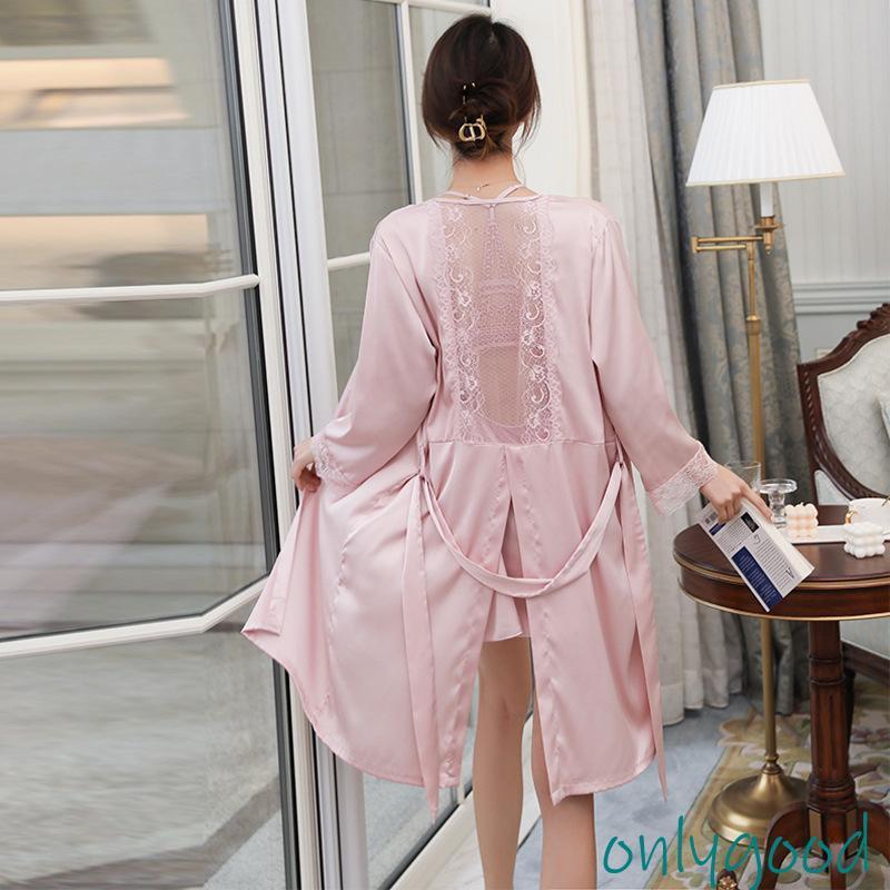 パジャマ レディース 春夏 レース ルームウェア 3点セット ネグリジェ ナイトガウン キャミソール 寝巻き 部屋着 接触冷感 大きいサイズ 可愛い