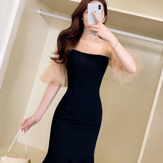 【取寄:納期2週間】パーティードレス レディース 演奏会ドレス 結婚式ドレス ワンピースドレス フィッシュテール マーメイドシルエット メッシュ シースルー フレアスリーブ ハイウエスト お呼ばれ 【取寄:納期2週間】パーティードレス レディース 演奏会ドレス 結婚式ドレス ワンピースドレス フィッシュテール マーメイドシルエット メッシュ シースルー フレアスリーブ ハイウエスト お呼ばれ