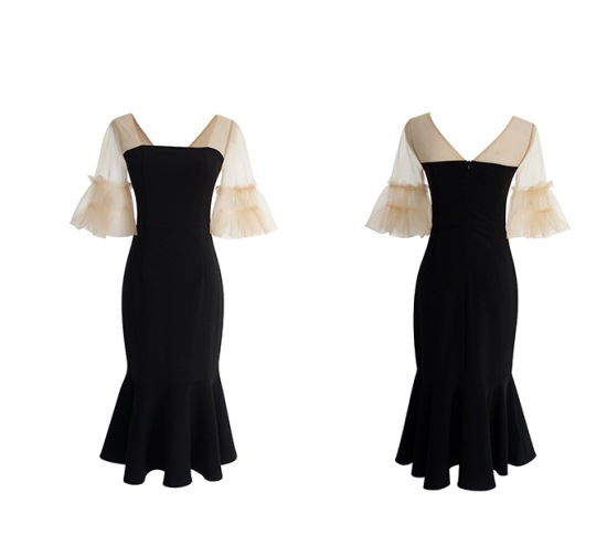 【取寄:納期2週間】パーティードレス レディース 演奏会ドレス 結婚式ドレス ワンピースドレス フィッシュテール マーメイドシルエット メッシュ シースルー フレアスリーブ ハイウエスト お呼ばれ 【取寄:納期2週間】パーティードレス レディース 演奏会ドレス 結婚式ドレス ワンピースドレス フィッシュテール マーメイドシルエット メッシュ シースルー フレアスリーブ ハイウエスト お呼ばれ