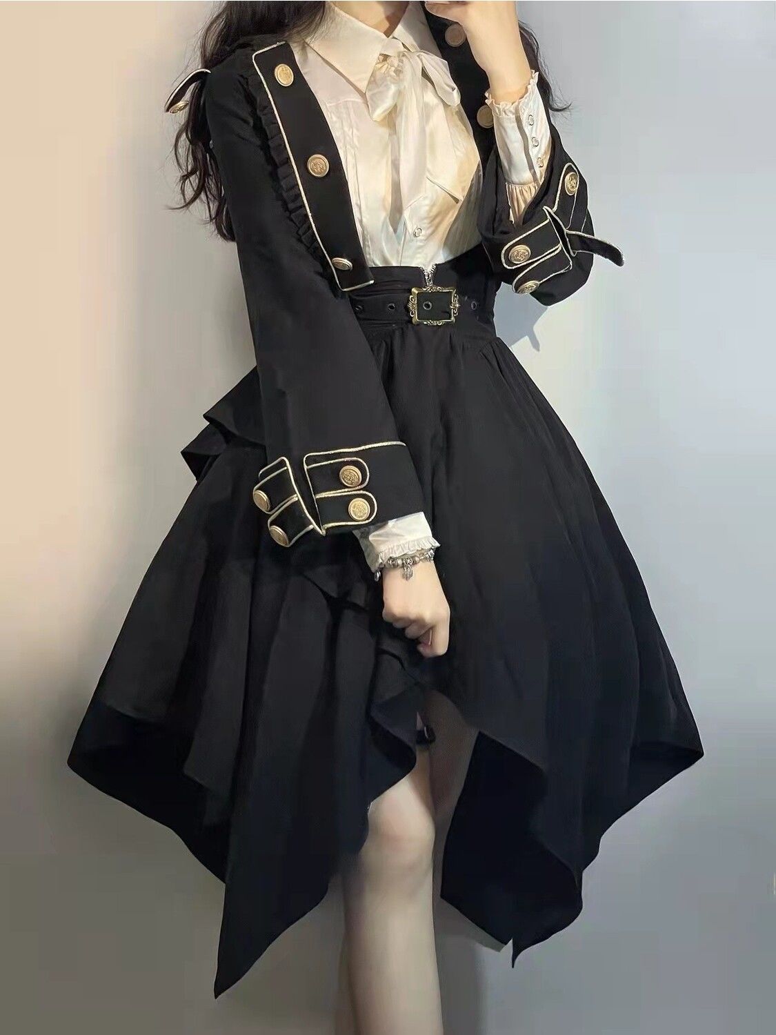 ロリータ コスプレ 2024新作 ロリータ ワンピース キャンパス風 暗黑系 セミロング ワンピース セット 二点セット