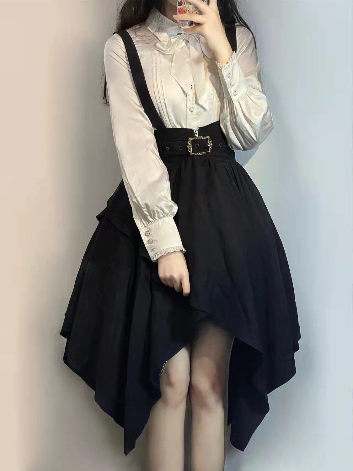 ロリータ コスプレ 2024新作 ロリータ ワンピース キャンパス風 暗黑系 セミロング ワンピース セット 二点セット