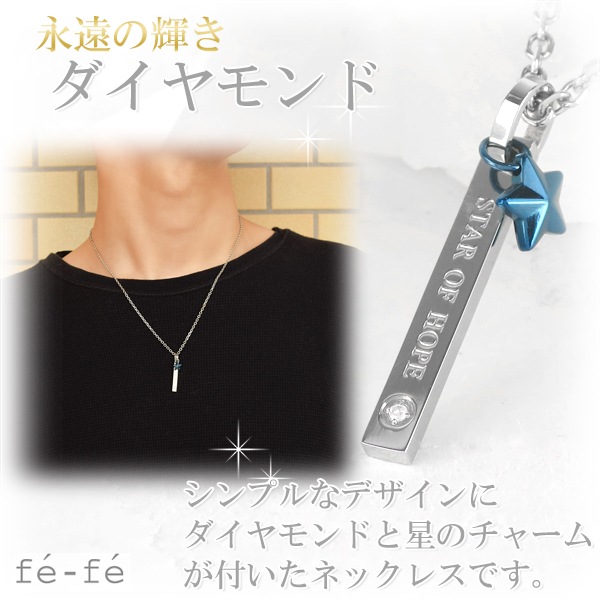 fe-fe ブルースター ダイヤモンド ステンレス ネックレス サージカルステンレス fe-fe ブルースター ダイヤモンド ステンレス ネックレス サージカルステンレス