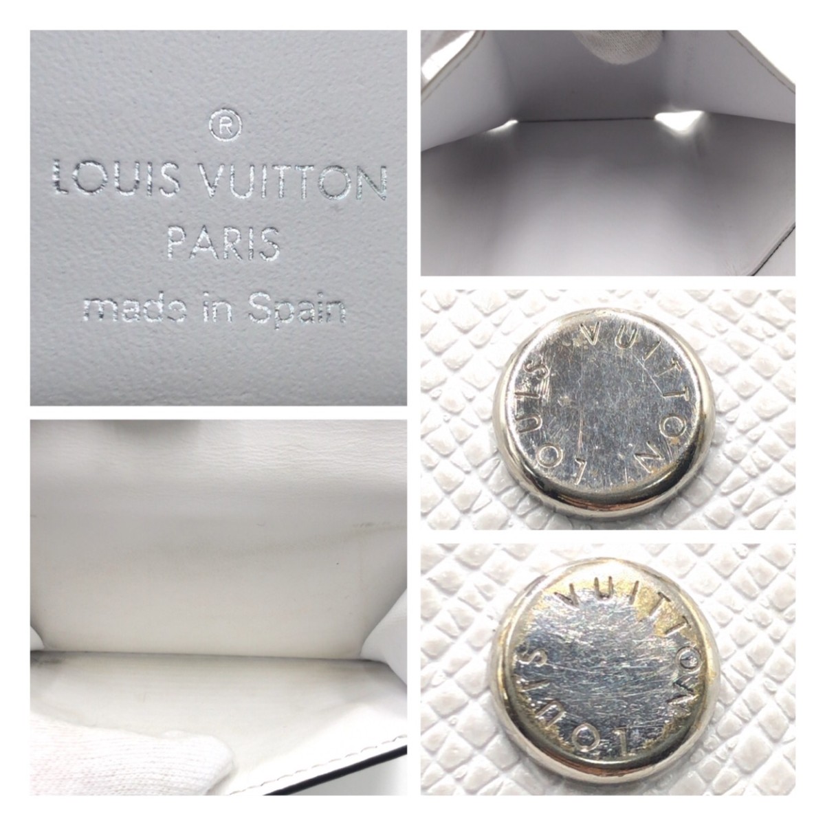 美品 タイガ ラマ ディスカバリー コンパクトウォレット 男女兼用 オプティックホワイト 白 シルバー金具 PVC M30899 折財布 レディース 502861