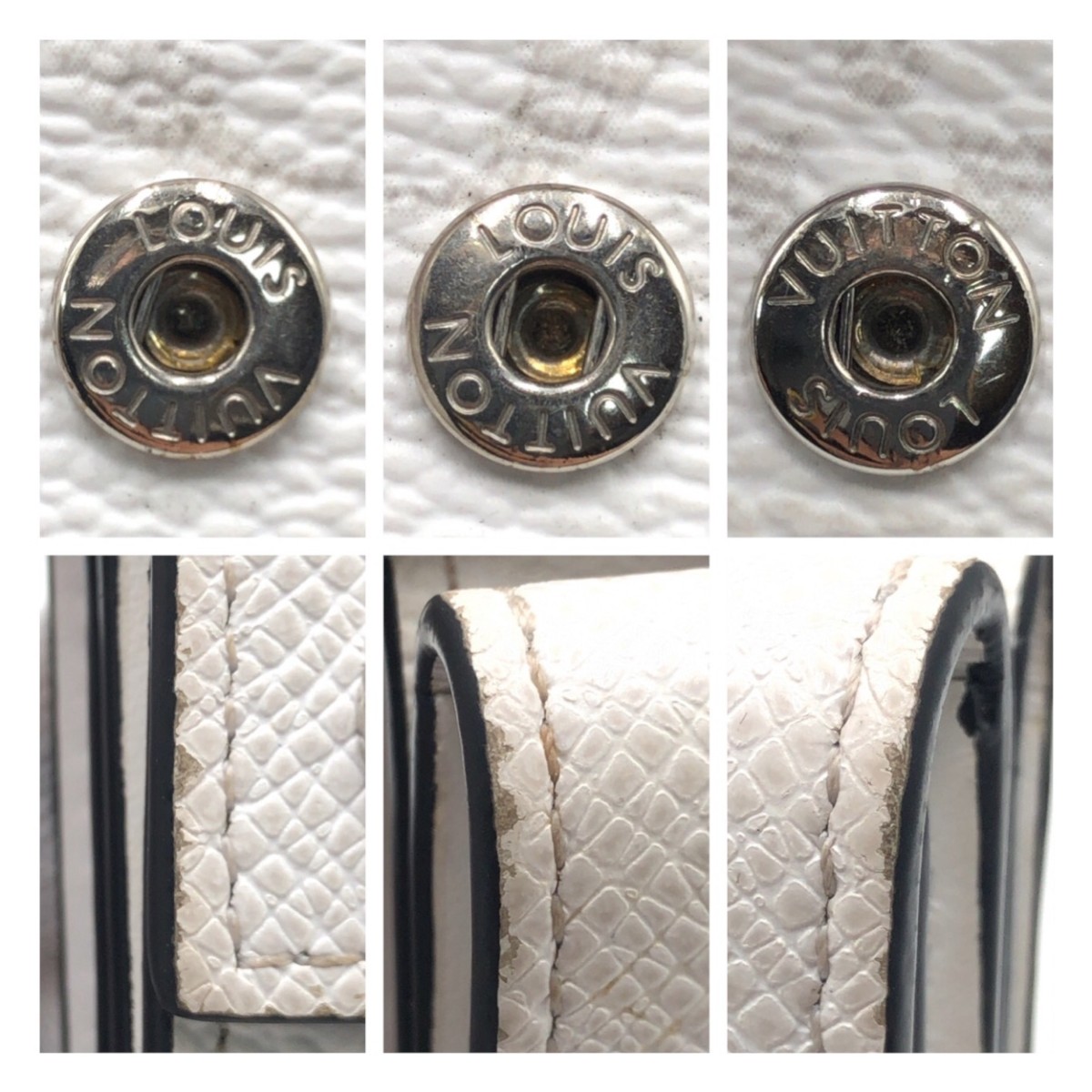 美品 タイガ ラマ ディスカバリー コンパクトウォレット 男女兼用 オプティックホワイト 白 シルバー金具 PVC M30899 折財布 レディース 502861