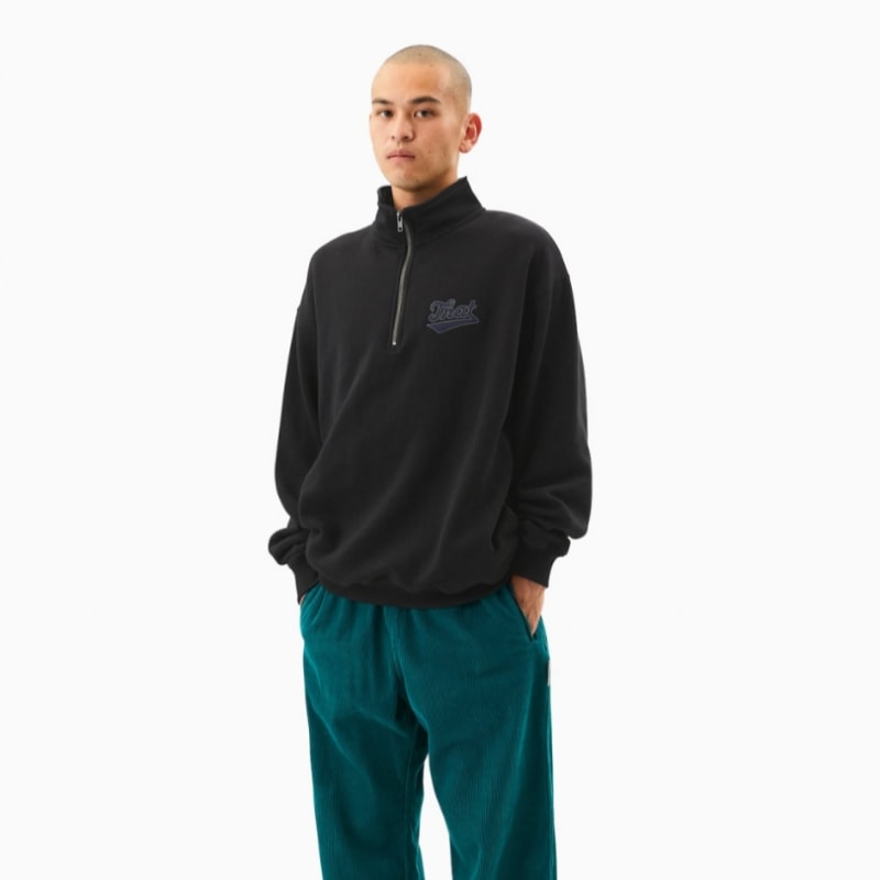 THISISSNEVERTHAT ハーフジップ スウェットシャツ ブラック