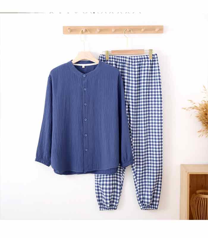 【2025新作】パジャマ ガーゼ メンズ 長袖 ナイトウエア 綿100 前開き 二重ガーゼ ダブルガーゼ パジャマ 春 夏 薄手 チェック柄 部屋着 セットアップ メンズファッション uネック 無地 【2025新作】パジャマ ガーゼ メンズ 長袖 ナイトウエア 綿100 前開き 二重ガーゼ ダブルガーゼ パジャマ 春 夏 薄手 チェック柄 部屋着 セットアップ メンズファッション uネック 無地