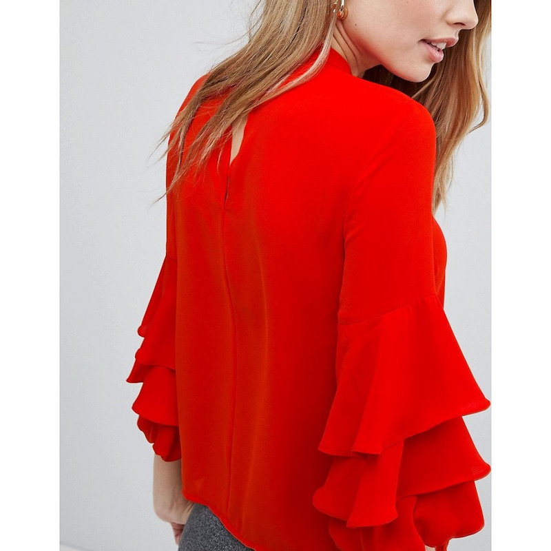 ウェアハウス レディース トップス【Warehouse Tiered Sleeve Top】Bright red ウェアハウス レディース トップス【Warehouse Tiered Sleeve Top】Bright red