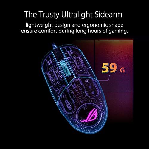 ASUS ROG Strix Impact II 両手利き対応 人間工学に基づいたゲーミングマウス 6,200 dpi光学センサー付き 軽量設計 Aura Sync RGB照明