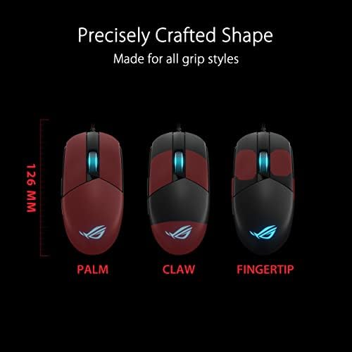 ASUS ROG Strix Impact II 両手利き対応 人間工学に基づいたゲーミングマウス 6,200 dpi光学センサー付き 軽量設計 Aura Sync RGB照明