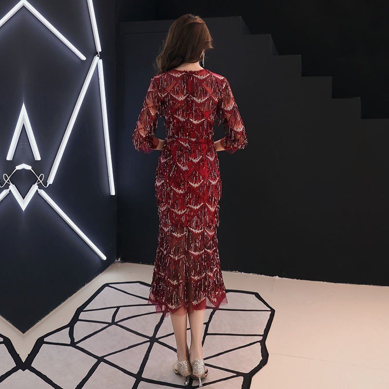 マーメイドライン パーティードレス レディース イブニングドレス スパンコール ロングドレス 二次会