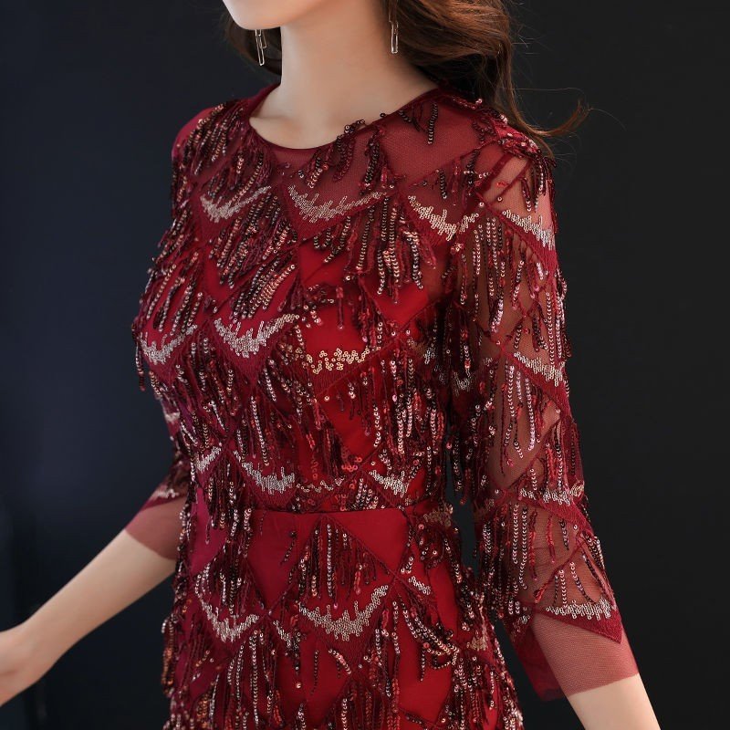 マーメイドライン パーティードレス レディース イブニングドレス スパンコール ロングドレス 二次会