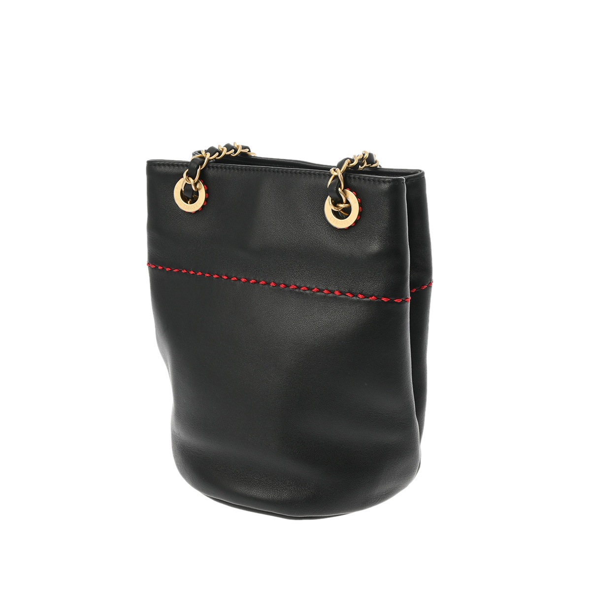 ココマーク 巾着ショルダーバッグ 黒 レディース レザー ショルダーバッグ Aランク 中古 銀蔵