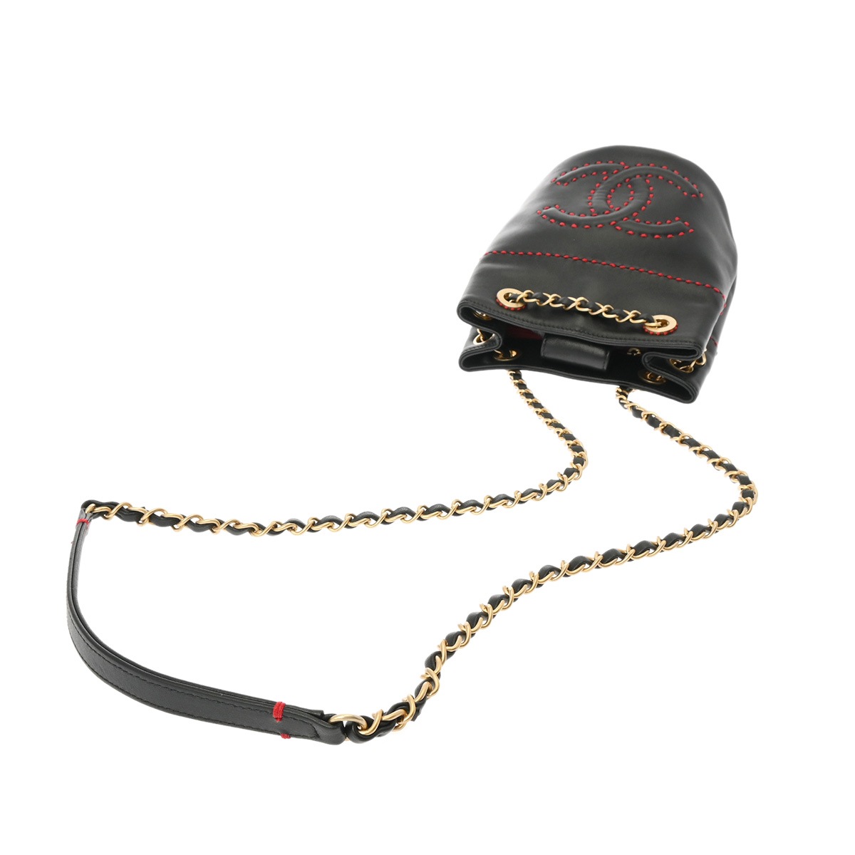 ココマーク 巾着ショルダーバッグ 黒 レディース レザー ショルダーバッグ Aランク 中古 銀蔵