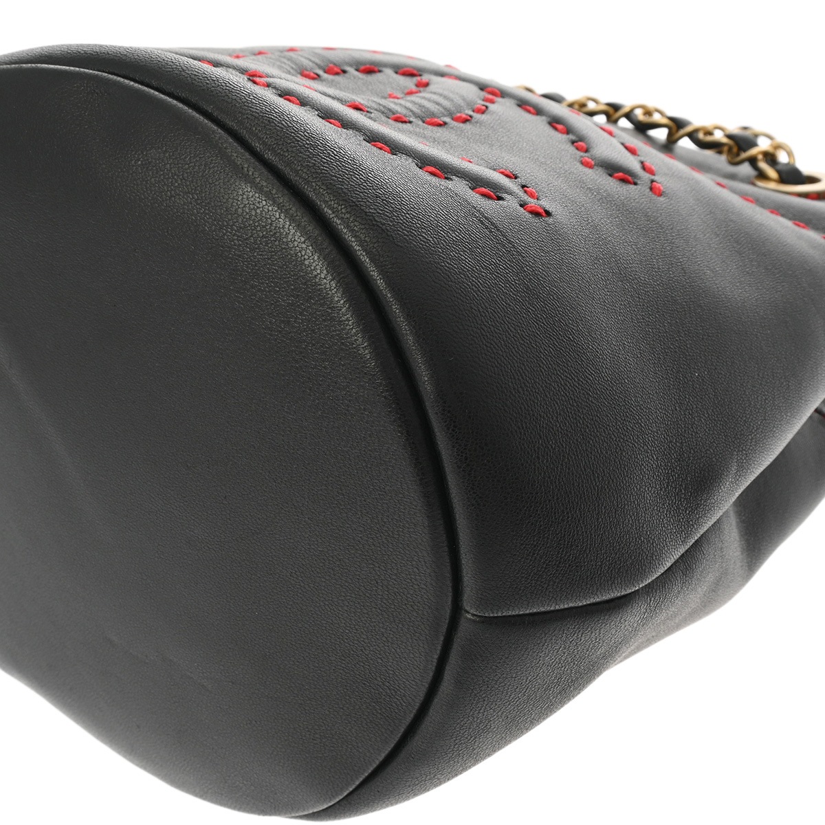 ココマーク 巾着ショルダーバッグ 黒 レディース レザー ショルダーバッグ Aランク 中古 銀蔵