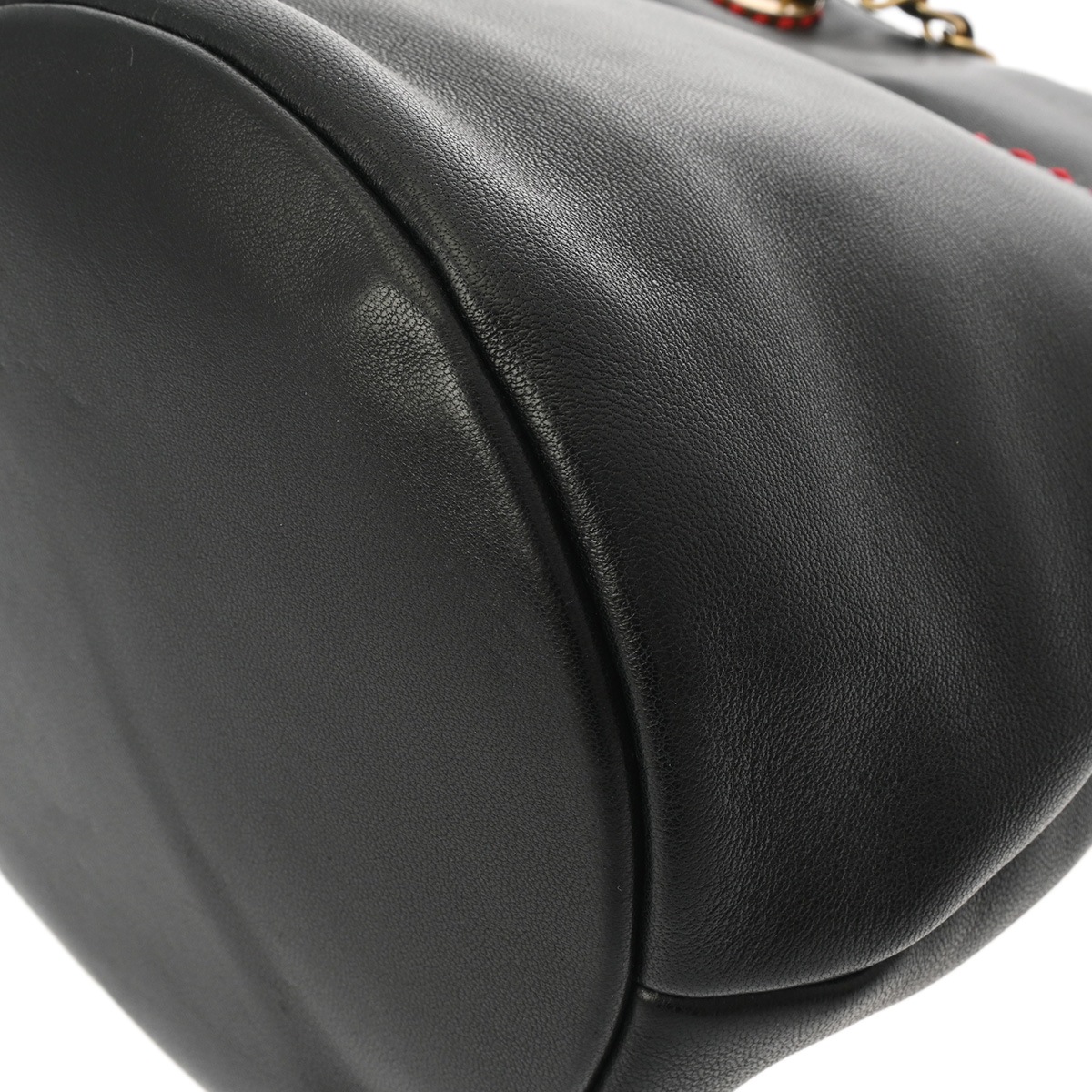 ココマーク 巾着ショルダーバッグ 黒 レディース レザー ショルダーバッグ Aランク 中古 銀蔵