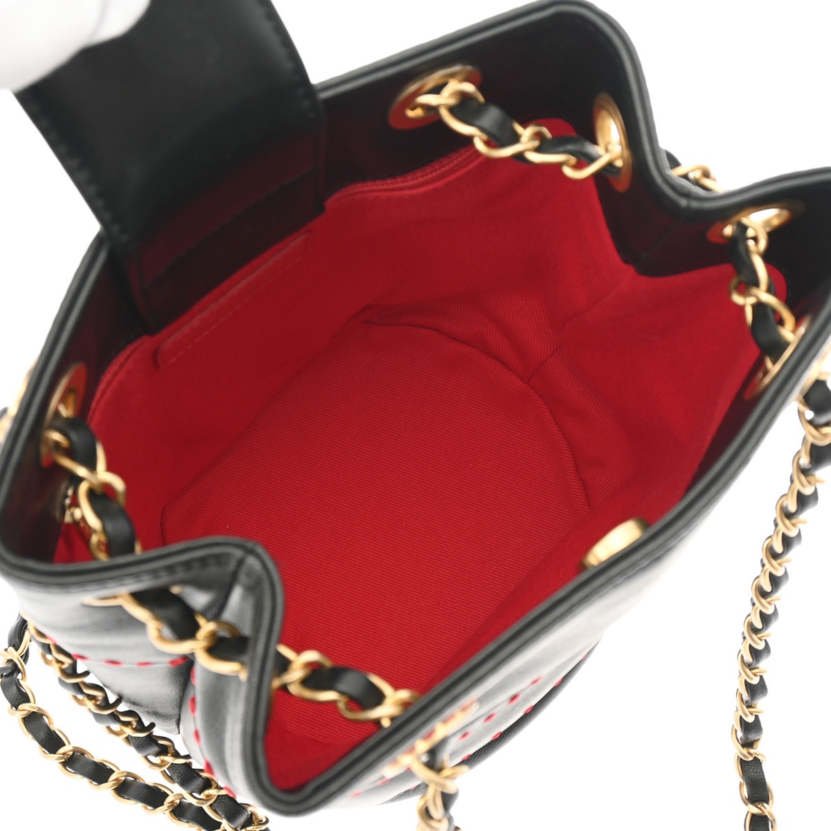 ココマーク 巾着ショルダーバッグ 黒 レディース レザー ショルダーバッグ Aランク 中古 銀蔵