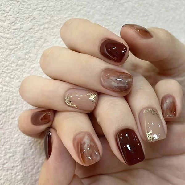 Qoo10] ネイルチップ ショート シンプル 韓国フ