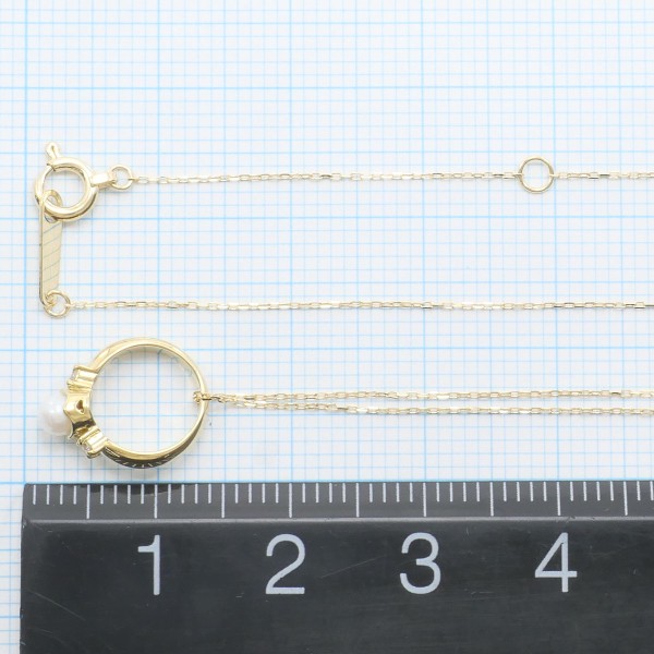 K18 18金 YG イエローゴールド ネックレス パール(真珠) ダイヤ ジュエリー 中古