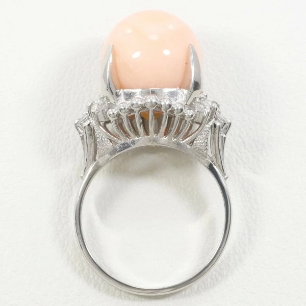 PT900 プラチナ リング 指輪 12号 サンゴ ダイヤ 総重量約9.7g ジュエリー 中古 PT900 プラチナ リング 指輪 12号 サンゴ ダイヤ 総重量約9.7g ジュエリー 中古