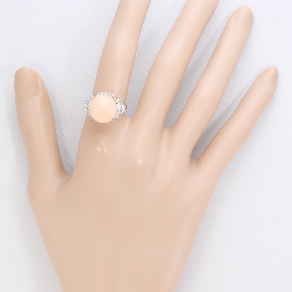 PT900 プラチナ リング 指輪 12号 サンゴ ダイヤ 総重量約9.7g ジュエリー 中古 PT900 プラチナ リング 指輪 12号 サンゴ ダイヤ 総重量約9.7g ジュエリー 中古