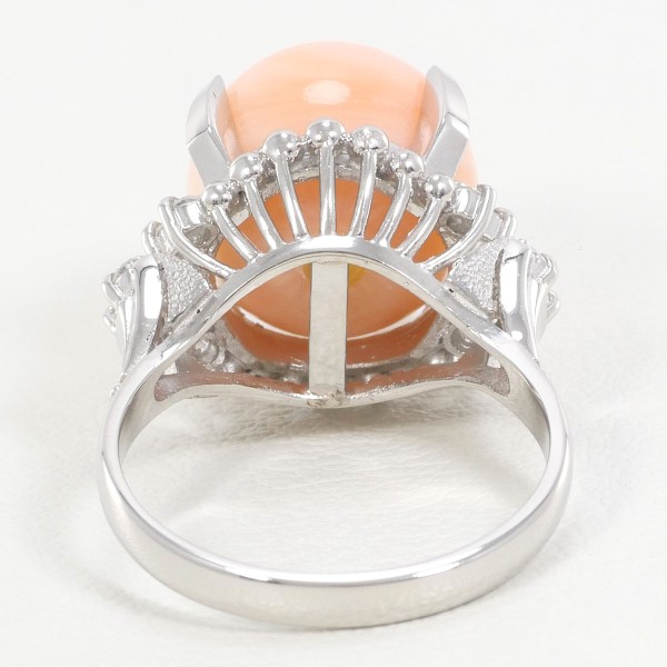 PT900 プラチナ リング 指輪 12号 サンゴ ダイヤ 総重量約9.7g ジュエリー 中古 PT900 プラチナ リング 指輪 12号 サンゴ ダイヤ 総重量約9.7g ジュエリー 中古