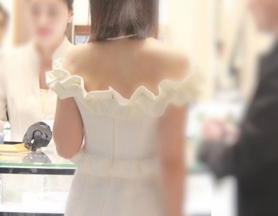 パーティードレス オフショルダー フリル スリット タイトミモレ丈 ロング 無地 エレガント フェミニン パーティー 結婚式 二次会 お呼ばれ ワンピース フォーマル 2018年新作 婚活パーティー