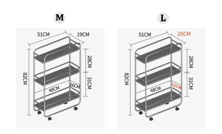 韓国インテリア Mサイズ Lサイズ ローラー ワゴン ラック 棚 トロリー 移動式 ローラー付き 収納棚 ステンレス リビング ダイニング キッチン カー