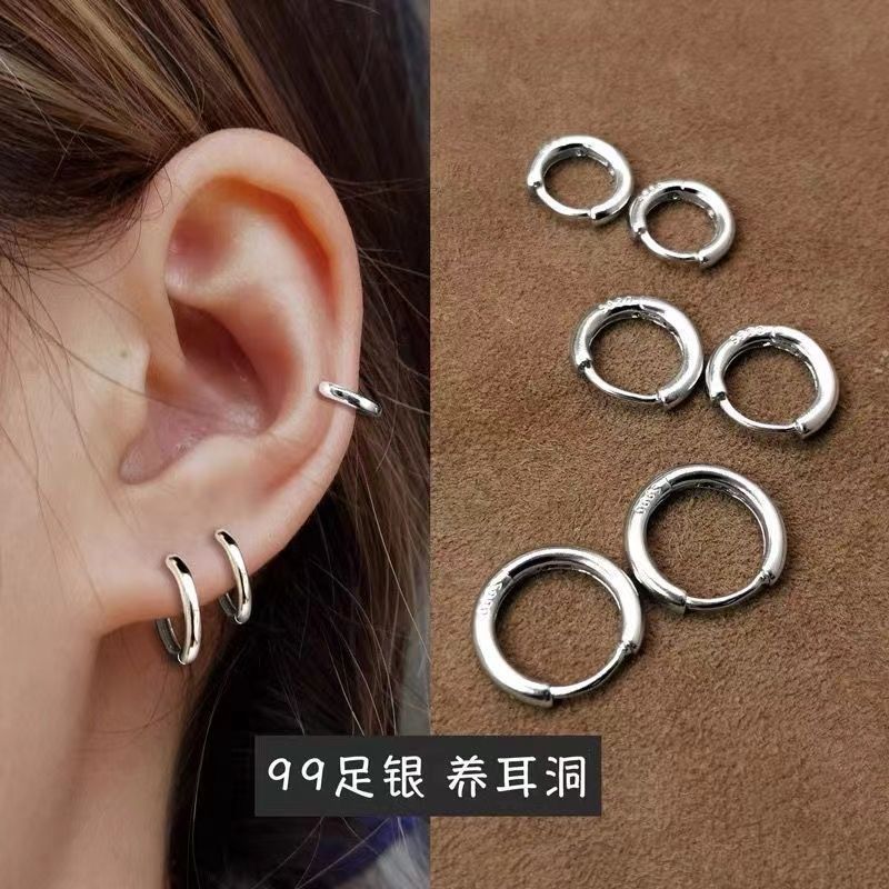 100psc寝ているのはs925純銀の光沢のある耳輪の女性の耳のボタンの小さいイヤリングのピアスの気質の耳の骨の釘を摘む必要がありません-X05