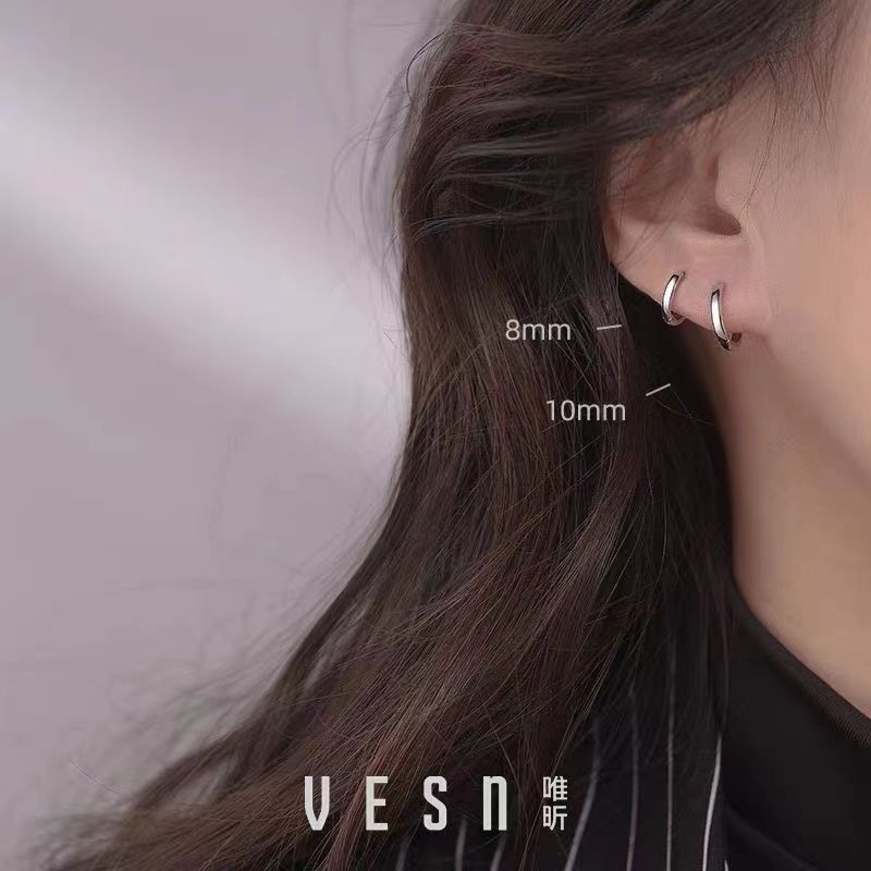 100psc寝ているのはs925純銀の光沢のある耳輪の女性の耳のボタンの小さいイヤリングのピアスの気質の耳の骨の釘を摘む必要がありません-X05