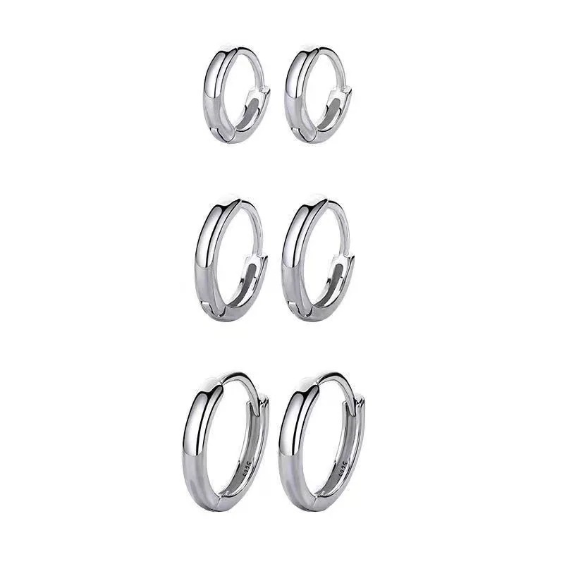 100psc寝ているのはs925純銀の光沢のある耳輪の女性の耳のボタンの小さいイヤリングのピアスの気質の耳の骨の釘を摘む必要がありません-X05