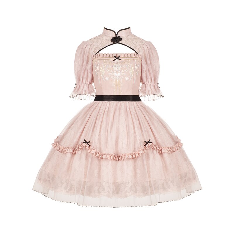 ゴスロリ ボウタイ 文化祭 刺繍 jsk コスチューム ロリータワンピース コスプレ チャイナ風ワンピース カップ付きワンピース レースロリータドレス 中華ロリータ スーツ ハロウィン 2025年新