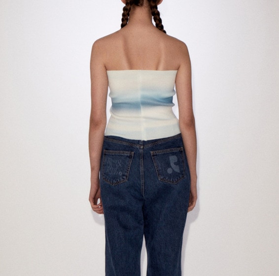 [韓国の人気商品] RR GRADATION BANDEAU KNIT TOP SKYBLUE