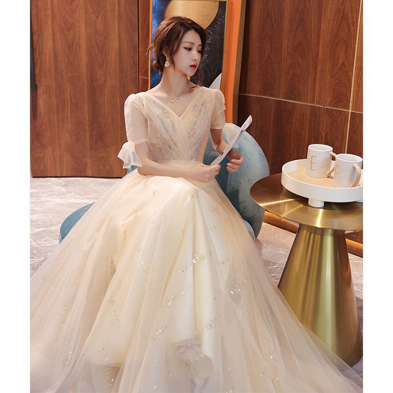 シャンパン色イブニングドレス女2025長優雅な雰囲気で腰を収めて痩せて見える学生卒業パーティードレス シャンパン色イブニングドレス女2025長優雅な雰囲気で腰を収めて痩せて見える学生卒業パーティードレス