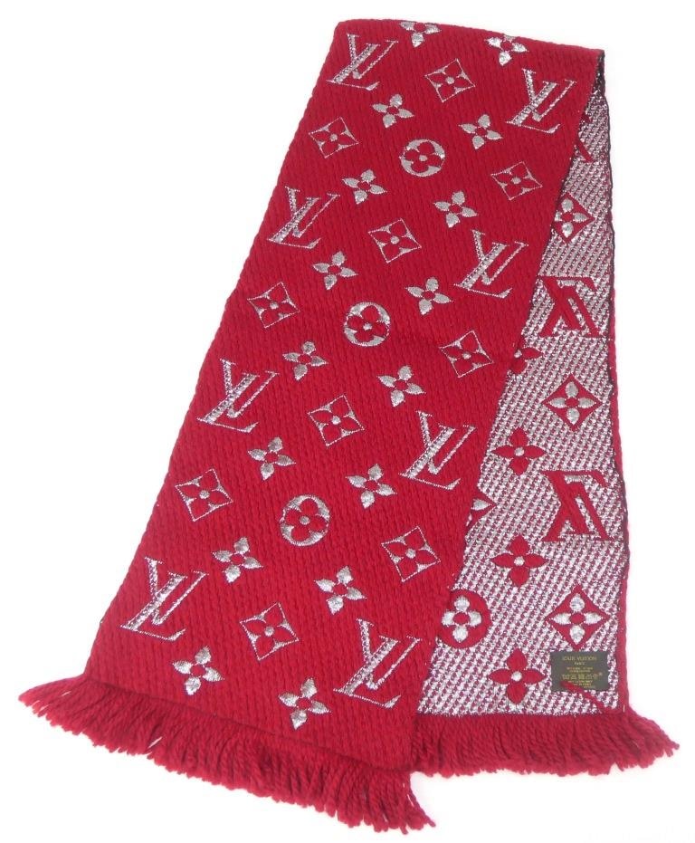 ルイ・ヴィトン LOUISVUITTON マフラー エシャルプ・ロゴマニア シャイン M75832 赤【中古】(66487)