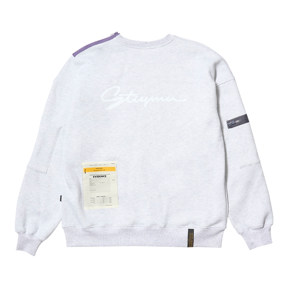 ZIPPER OVERSIZED CREWNECK WHITE MELANGE ZIPPER OVERSIZED CREWNECK WHITE MELANGE