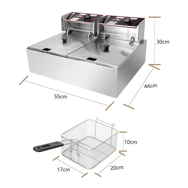 Qoo10] 電気フライヤー 業務用 二槽式 12L
