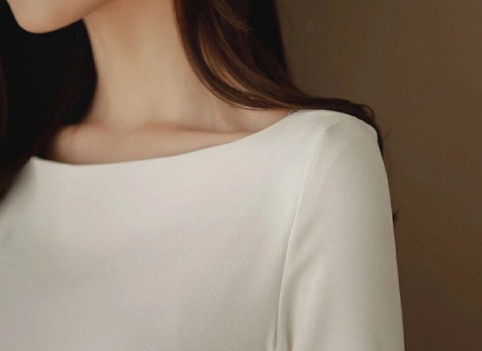 七分袖 レディース 袖レース パーティードレス 袖コンシャス 夏 オフィス タイトワンピース スリット ボートネック 入園式 きれいめ 通勤服 ワンピース 白 20代 お呼ばれ タイト 膝丈 ミディア