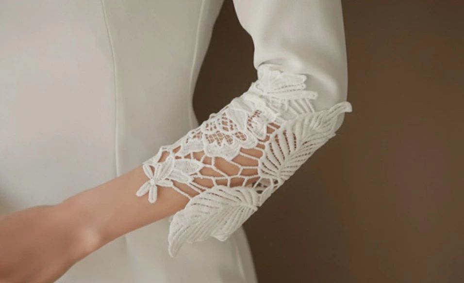 七分袖 レディース 袖レース パーティードレス 袖コンシャス 夏 オフィス タイトワンピース スリット ボートネック 入園式 きれいめ 通勤服 ワンピース 白 20代 お呼ばれ タイト 膝丈 ミディア