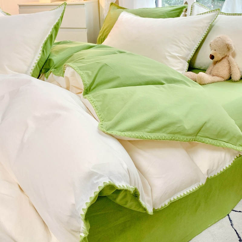 A類軽贅沢水洗綿純綿ベッド上4点セット100綿布団カバー簡約ベッドシーツ3点セットベッド笠 A類軽贅沢水洗綿純綿ベッド上4点セット100綿布団カバー簡約ベッドシーツ3点セットベッド笠