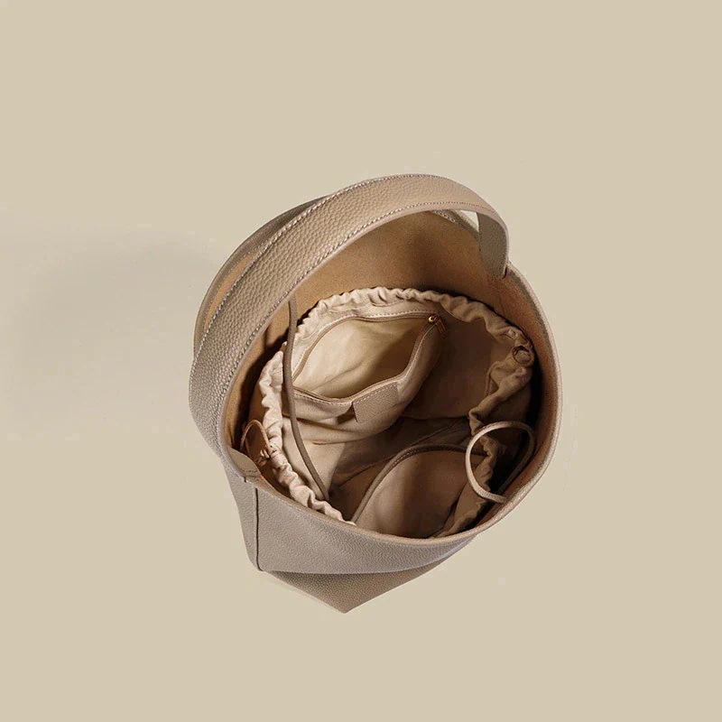 ソフト牛革バケツバッグ女性通勤大容量怠惰風シングル肩腋の下バッグ真皮女性バッグ工場卸売り ソフト牛革バケツバッグ女性通勤大容量怠惰風シングル肩腋の下バッグ真皮女性バッグ工場卸売り