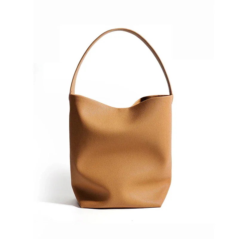 ソフト牛革バケツバッグ女性通勤大容量怠惰風シングル肩腋の下バッグ真皮女性バッグ工場卸売り ソフト牛革バケツバッグ女性通勤大容量怠惰風シングル肩腋の下バッグ真皮女性バッグ工場卸売り